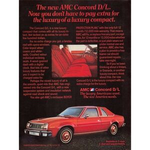 1970s AMC Concord D/L Luxury Compact Car Vintage Advertisement Poster Print Ad